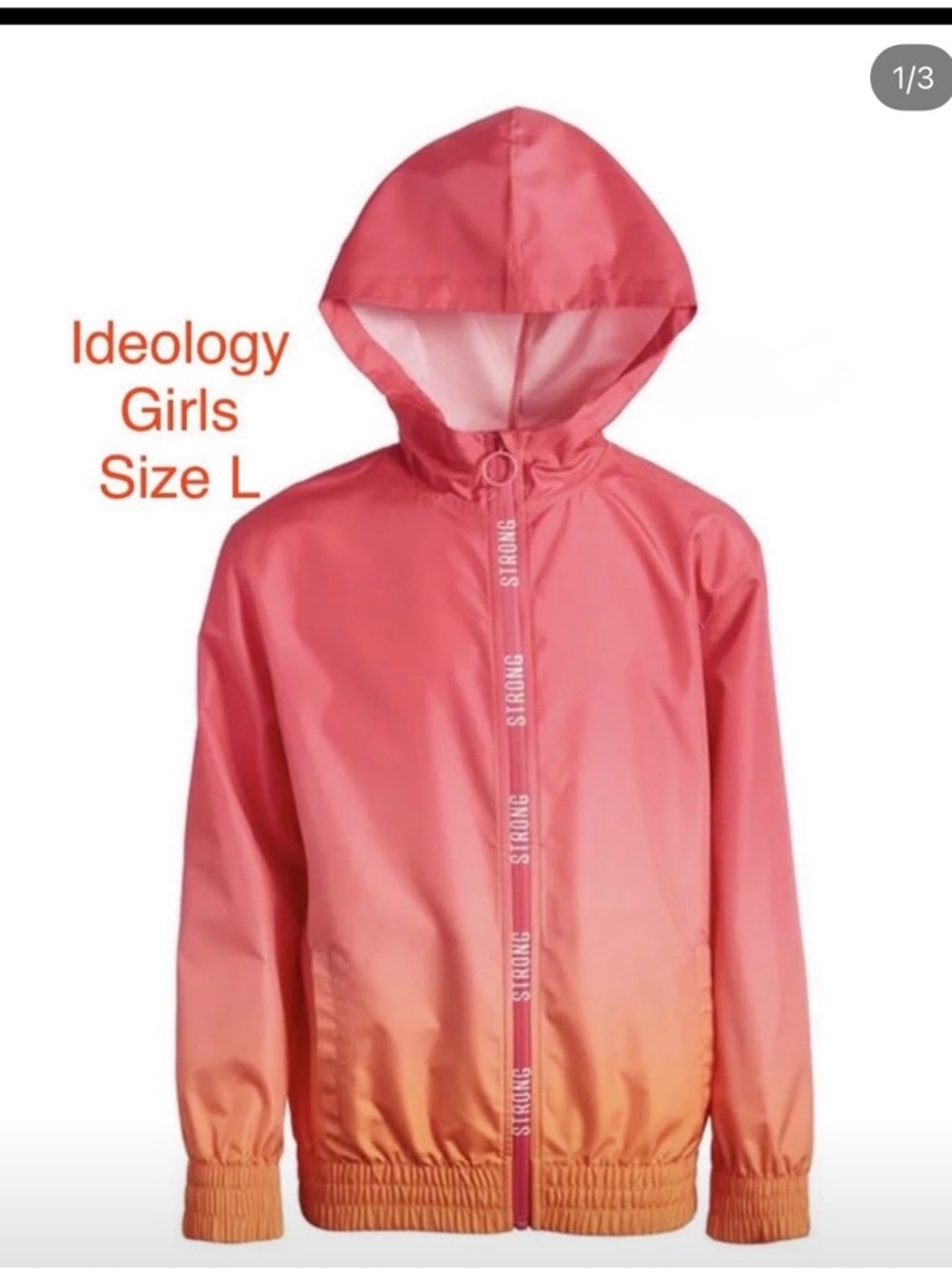 Ideology Girls Ombre Pink to Orange Hooded Windbreaker